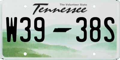 TN license plate W3938S