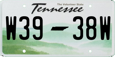 TN license plate W3938W