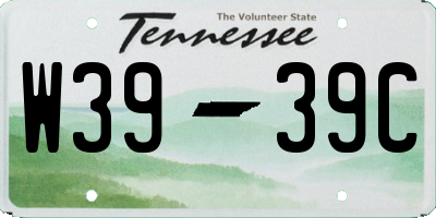 TN license plate W3939C
