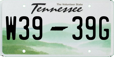 TN license plate W3939G