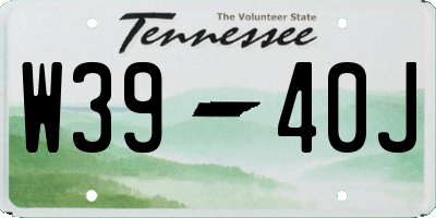 TN license plate W3940J