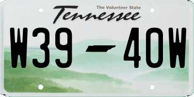 TN license plate W3940W