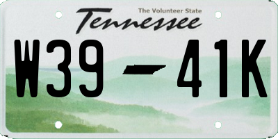 TN license plate W3941K