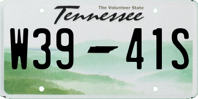 TN license plate W3941S