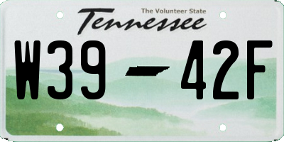 TN license plate W3942F