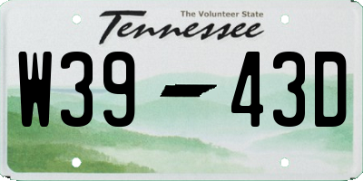 TN license plate W3943D