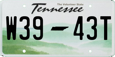 TN license plate W3943T