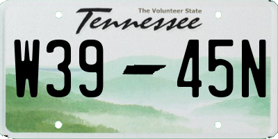 TN license plate W3945N