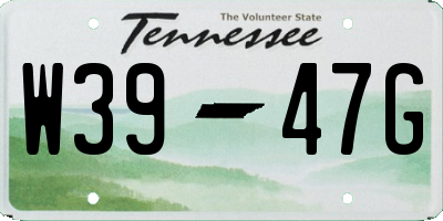 TN license plate W3947G