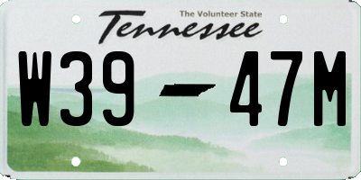 TN license plate W3947M