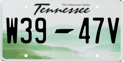 TN license plate W3947V