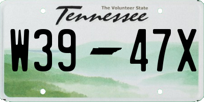 TN license plate W3947X