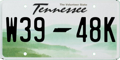 TN license plate W3948K