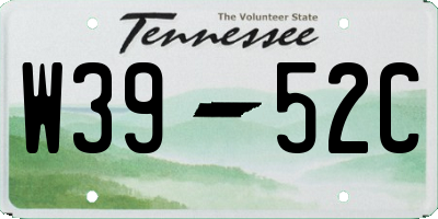 TN license plate W3952C