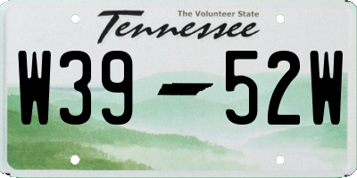 TN license plate W3952W