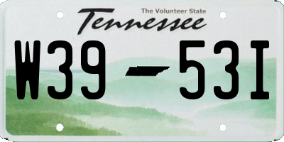 TN license plate W3953I