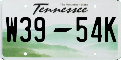 TN license plate W3954K