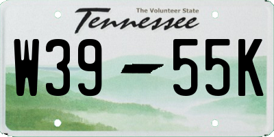TN license plate W3955K