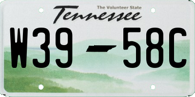 TN license plate W3958C