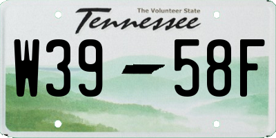 TN license plate W3958F