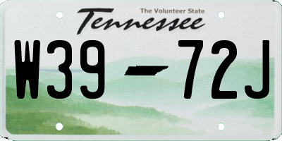 TN license plate W3972J