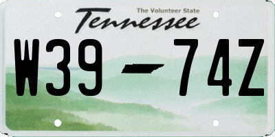 TN license plate W3974Z