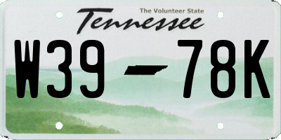 TN license plate W3978K