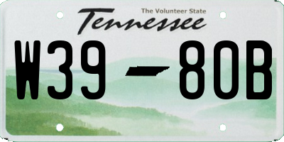 TN license plate W3980B