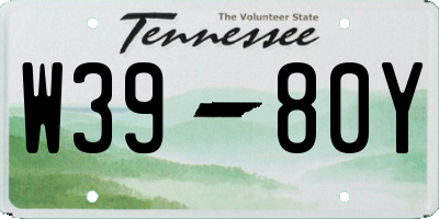 TN license plate W3980Y