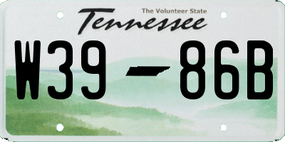 TN license plate W3986B
