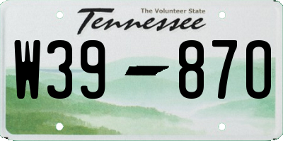 TN license plate W3987O