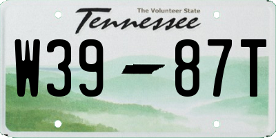 TN license plate W3987T