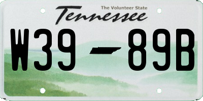 TN license plate W3989B