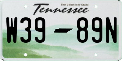 TN license plate W3989N