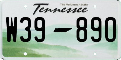 TN license plate W3989O