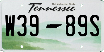 TN license plate W3989S