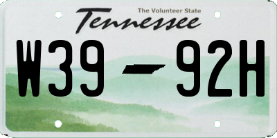 TN license plate W3992H