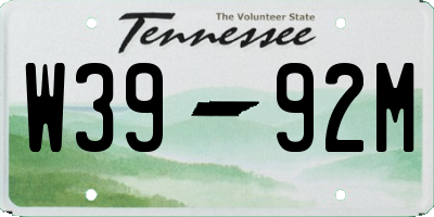 TN license plate W3992M