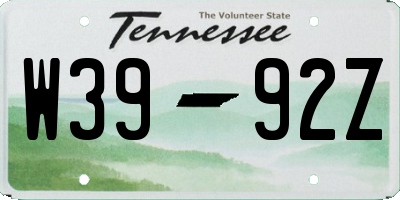 TN license plate W3992Z