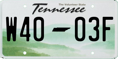 TN license plate W4003F
