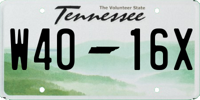 TN license plate W4016X