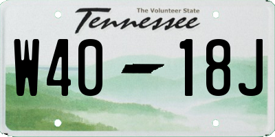 TN license plate W4018J