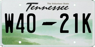 TN license plate W4021K