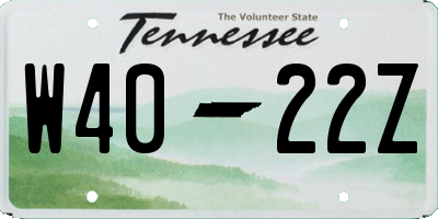TN license plate W4022Z