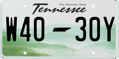 TN license plate W4030Y