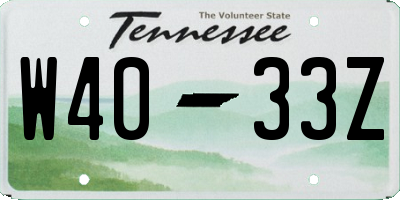 TN license plate W4033Z