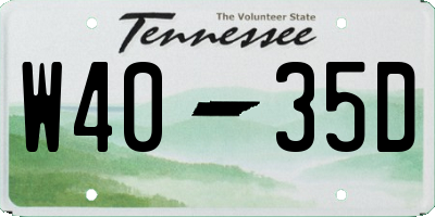 TN license plate W4035D