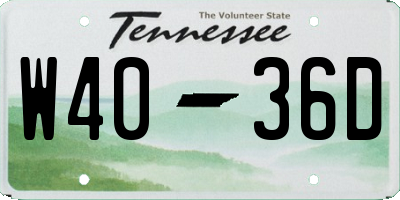 TN license plate W4036D