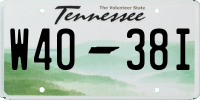 TN license plate W4038I