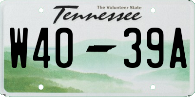 TN license plate W4039A